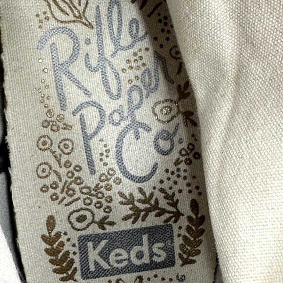 Keds Rifle Paper Co Kickstart Hi Queen Anne Sneakers Shoes Black Gold Floral 8.5 - Picture 6 of 8